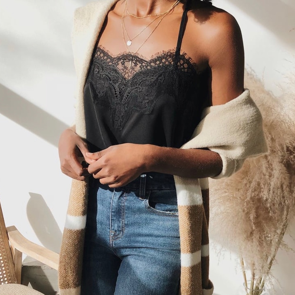 Maddox Black Satin Lace Cami
